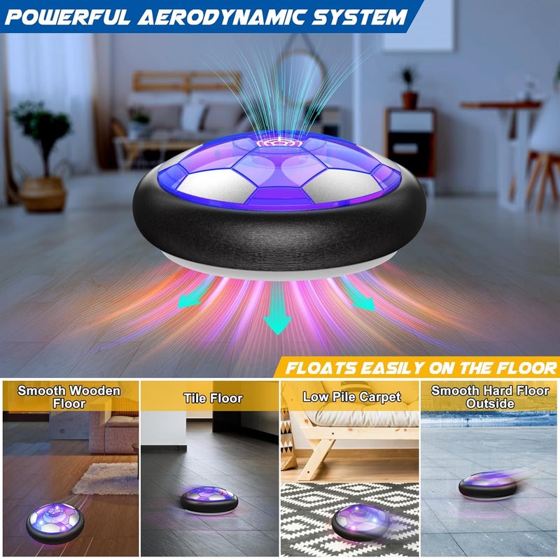 Ancesfun 2 in 1 Hover Soccer Ball Set, USB Rechargeable Air Power Soccer Kids Toys with LED Lights and Foam Bumper Protection, 2 Goals for Boys and Girls Ages 3 4 5 6 7 8-12 Indoor/Outdoor Games - Image 4